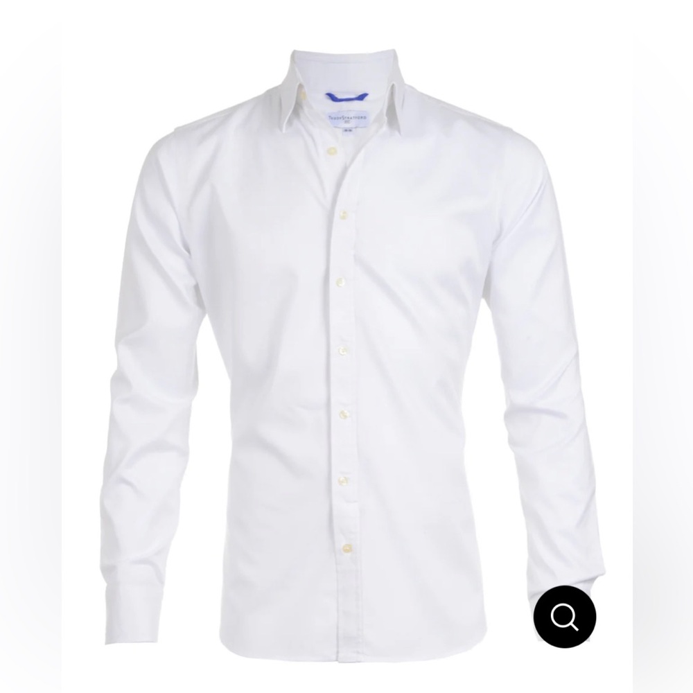 Teddy Stratford Mens White Zip Fit Shirt sz 3 (M/L)